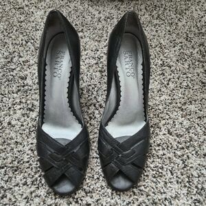 Franco Sarto Women's Black Peep-Toe Flats